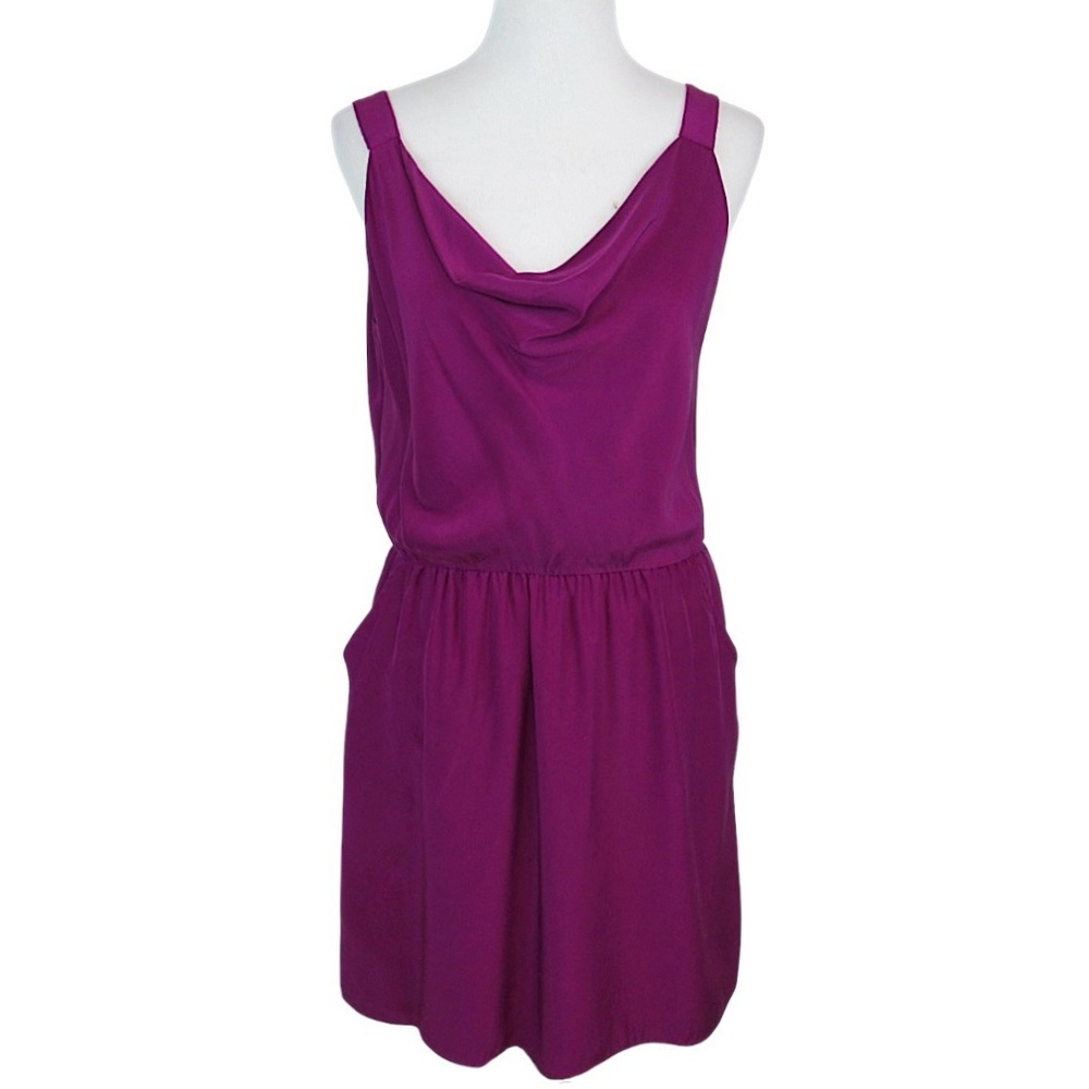 LIQUID NEW YORK Silk Sleeveless Ruched Blouson Dress Women's Size 12
